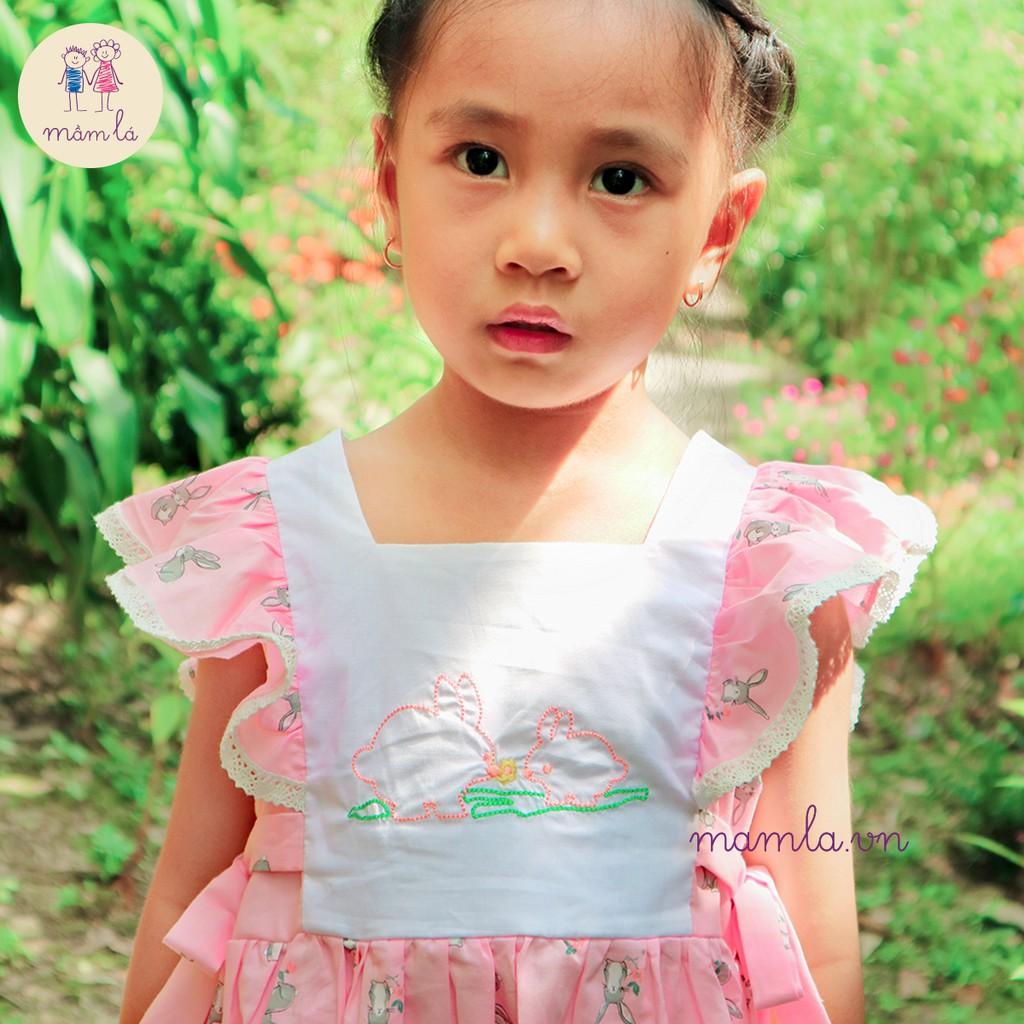 Đầm cánh tiên hồng thêu hình thỏ 2Y-6Y