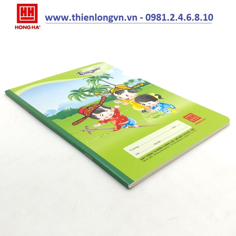 Lốc 5 quyển vở 4 ô ly chống lóa Trạng Nguyên 48 trang - Hồng Hà 0555 màu xanh lá