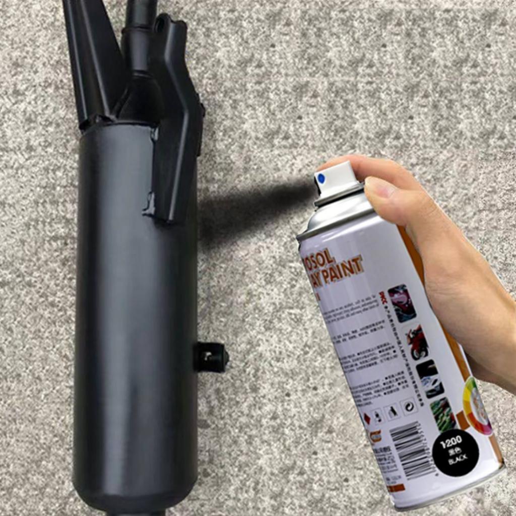 Sơn chịu nhiệt HaoShun Mattee Black mã 1200 đen nhám chống cháy cho pô