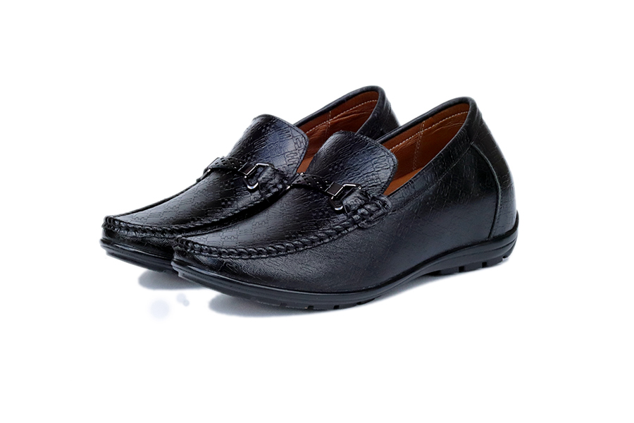 Giày Cao Nam T&TRA Tăng Cao 6Cm- T83 Đen Sọc- Chất Liệu Da Bò Cao Cấp, Đế Cao Su Đúc , Phần Tăng Cao Ẩn Bên Trong