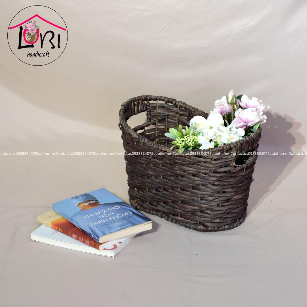 Sọt đựng đồ đan lục bình hình nén bạc - sang trọng