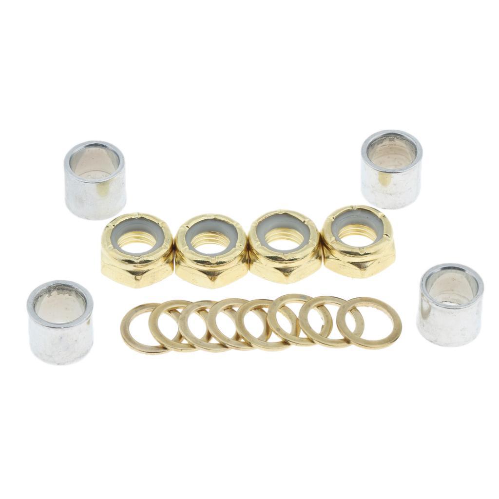 4X Pack of 16 Bearing Spacer Nuts Axle Speed Washers Spacers Cruiser Golden