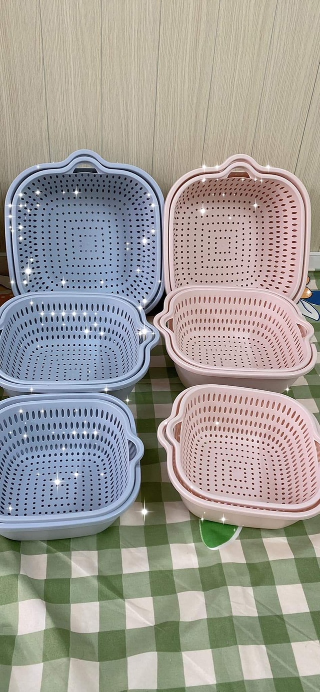 Bộ rổ nhựa kèm thau 6 món cao cấp đủ size- tiết kiệm- bền đẹp
