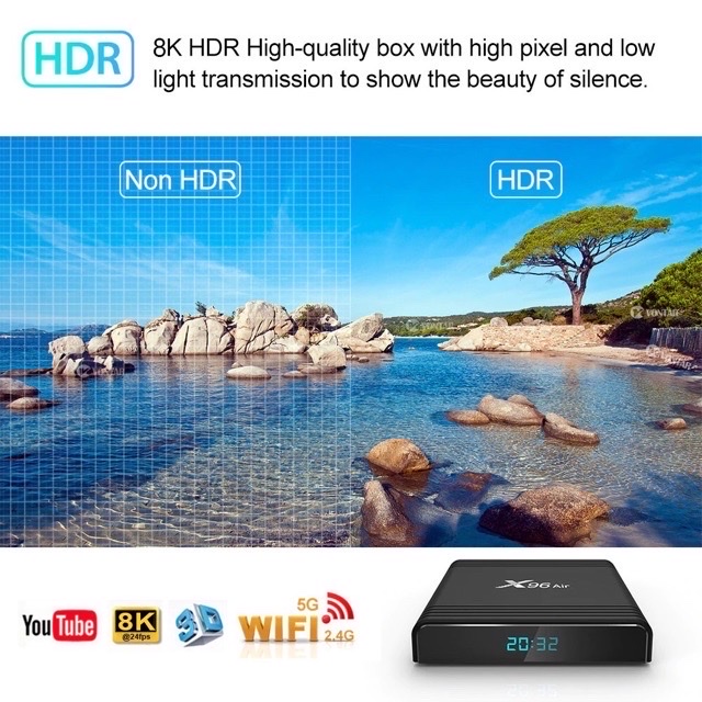 TV Box X96 Air Ram4G, Rom32G, Giọng Nói Với Chuột Bay G20s, Android 9 Pie - Hàng Chính Hãng