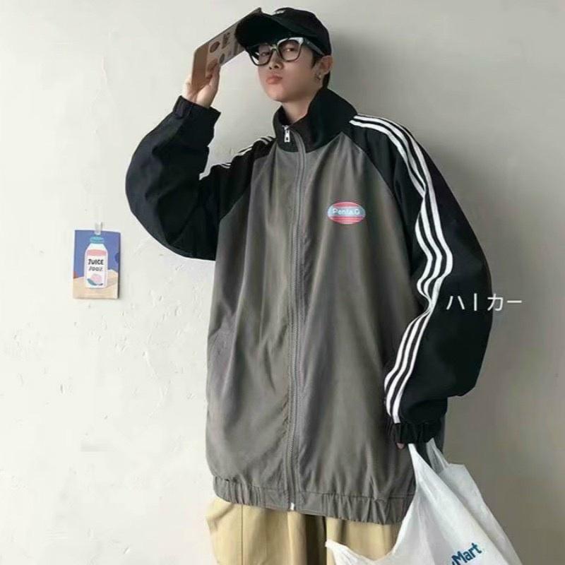 Hình ảnh Áo khoác bóng chày form rộng vải dù cao cấp tay chạy sọc ️ Áo bomber thời trang Hàn Quốc dáng Unisex nam nữ