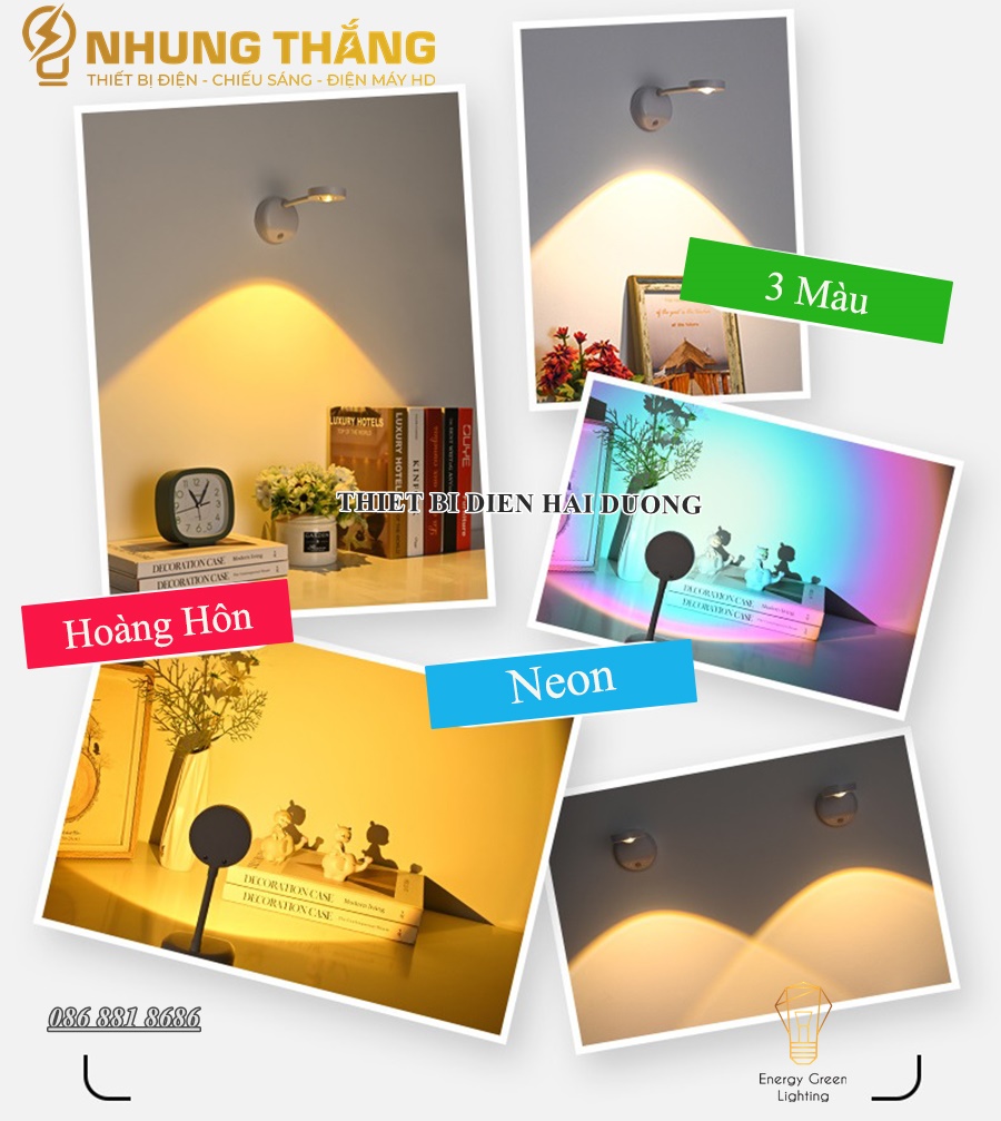 Đèn Gắn Tường Cảm Biến DT-516 - Soi Tranh-Chiếu Điểm-Spotlight Cao Cấp - Ánh Sáng Hoàng Hôn - Neon - Vàng -Sạc Tích Điện - CÓ VIDEO
