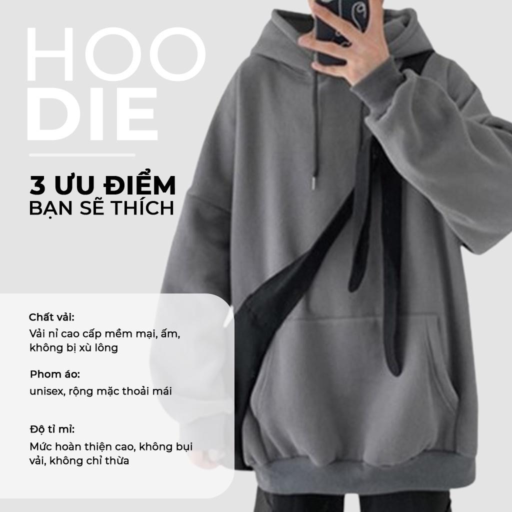 Áo khoác Hoodie Nam, Hoodie Basic Unisex Nỉ From Rộng Màu Đen