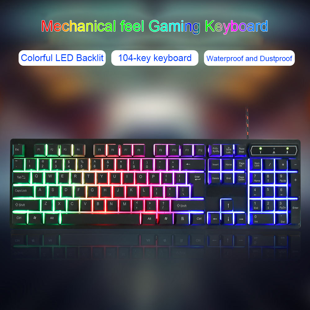Bộ bàn phím và chuột chơi game có dây CMK-188 Đèn nền LED đầy màu sắc Bàn phím chơi game USB dành cho game thủ PC
