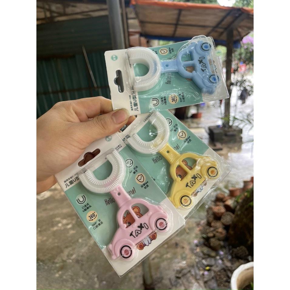 Bàn chải đánh răng chữ U silicon cho bé, bàn chải đánh răng silicon mềm mại cho bé tập đánh răng từ 2 đến 6 tuổi