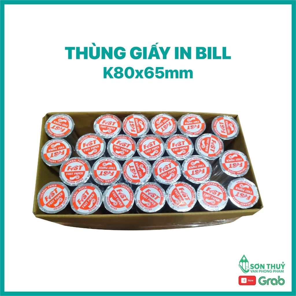 THÙNG 50 CUỘN GIẤY IN BILL K80x65 - GIẤY IN HÓA ĐƠN 80MM / GIẤY IN NHIỆT K80