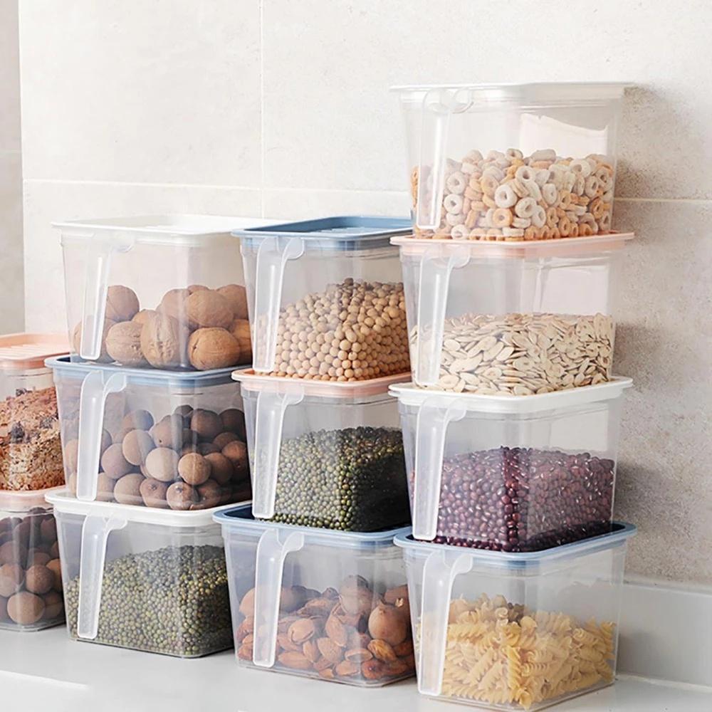 Refrigerator Storage Box Sealed Jar Fresh-keeping Food Storage Storage Box Crisper with Handle Veggie Fruit Container Kitchen Organizer with Cover