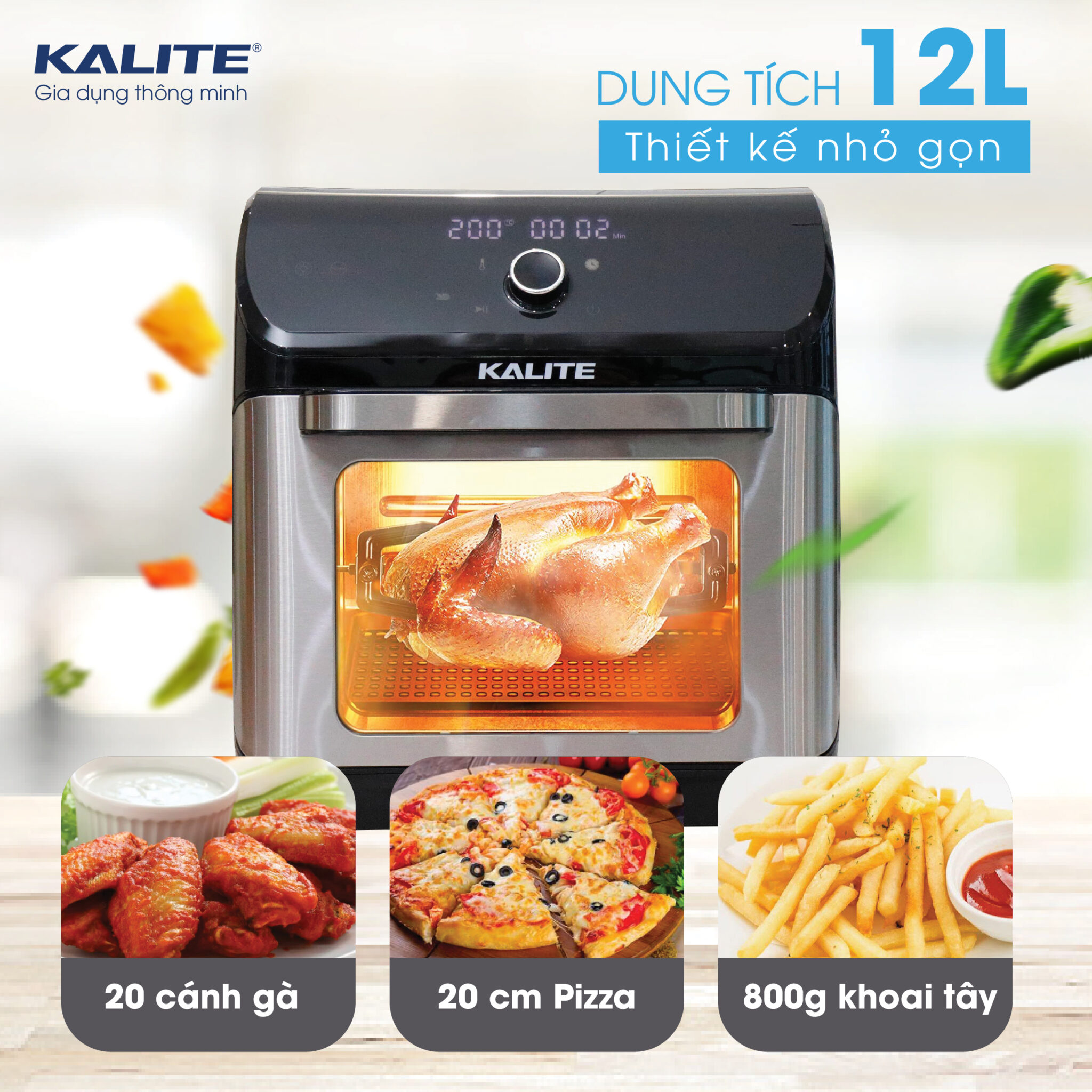 Nồi Chiên Không Dầu KALITE KL-1200 1800W - Hàng Chính Hãng