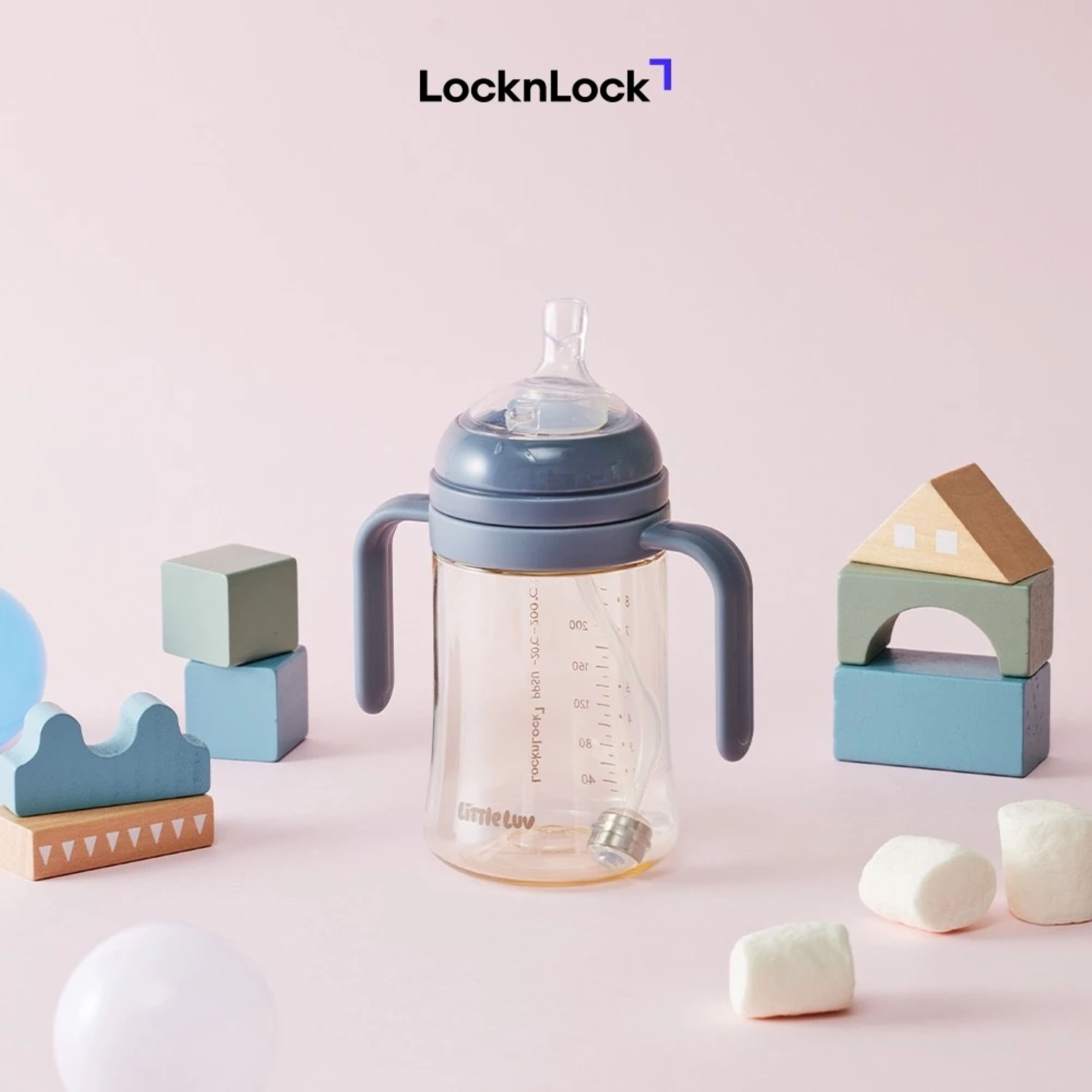 Bình tập uống cho bé LocknLock Little Luv First PPSU Straw Cup có ống hút 280ml HAP914 280ML/ HAP915 350ML