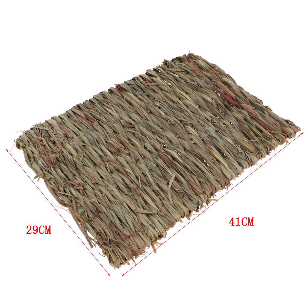 Handwoven Straw Rabbit Cage Mat Hamster Rabbit Squirrel House Mat 41x29cm