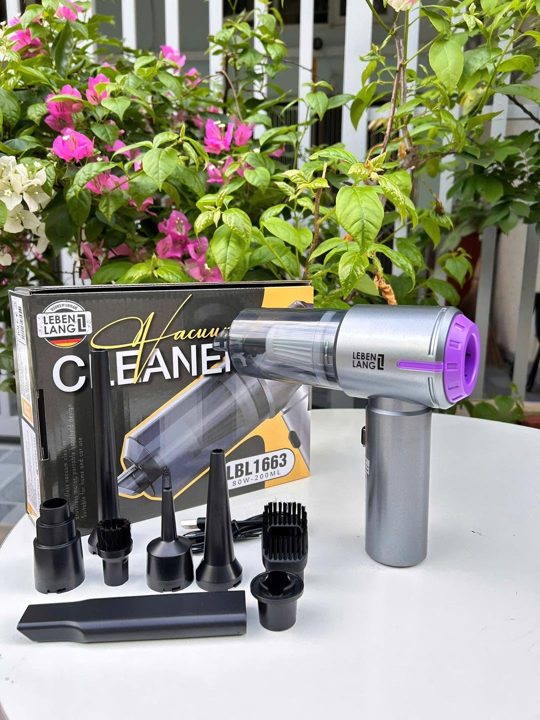 Máy hút bụi cầm tay mini không dây Lê Bên Làng LBL1663, tích hợp hút & thổi 2 trong 1, công suất 12000Pa, pin sạc 2000mAh cho 4h sử dụng - Hàng chính hãng