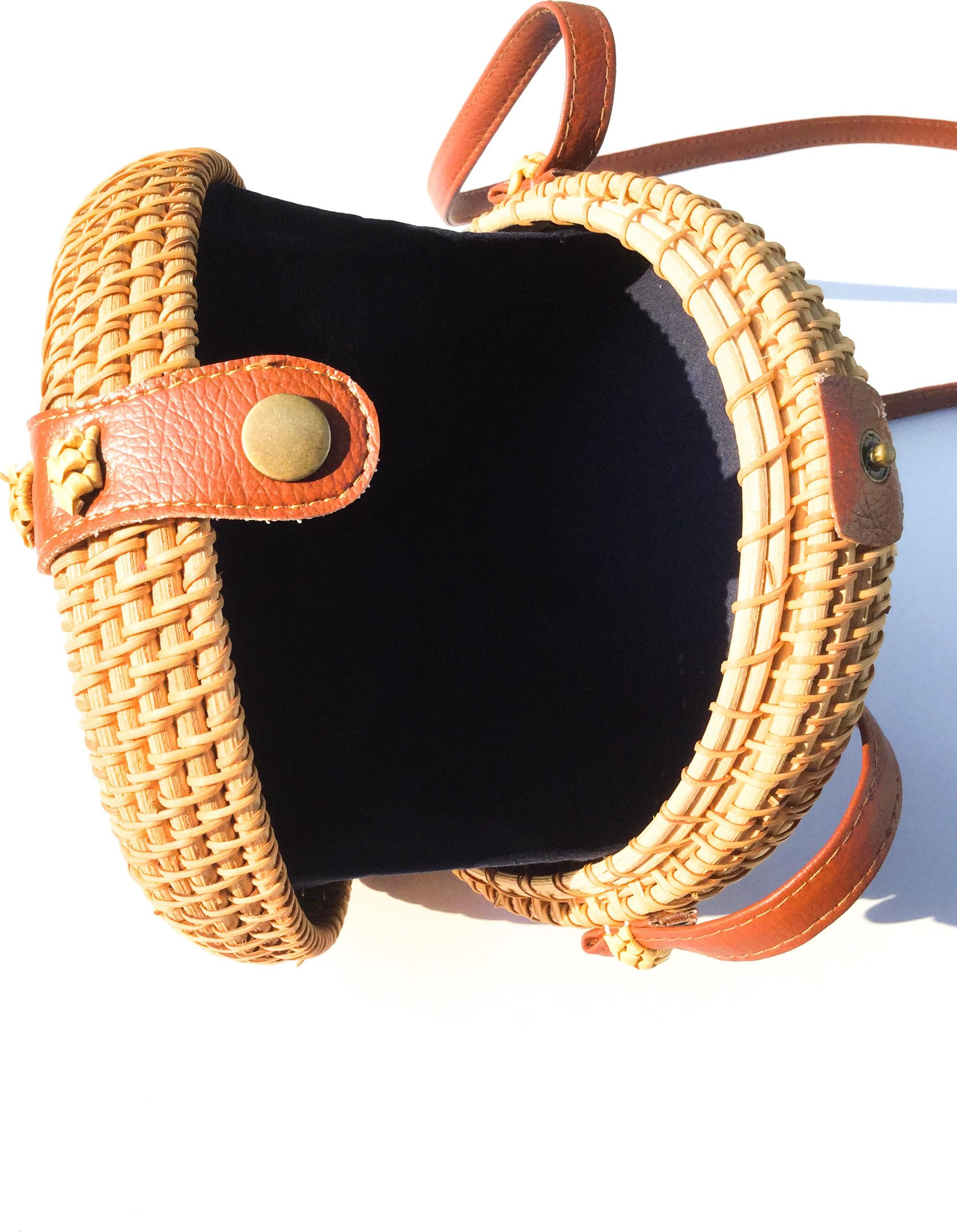Túi mây tre đan trơn mấn góc - Lớn 20cm