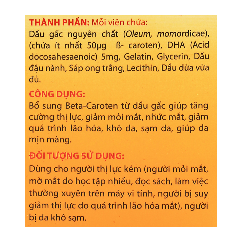 Thực phẩm chức năng Dầu gấc bổ mắt DHA Vita-Ga