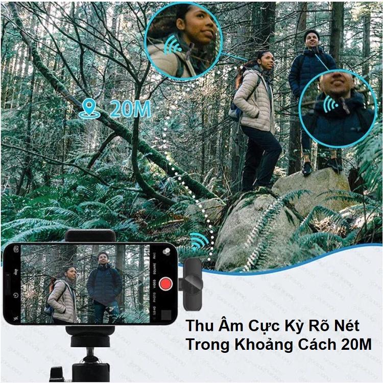 Micro Cài Áo Không Dây, Lọc Tiếng Ồn, Dùng Cho Điện Thoại, Live stream /Quay Vlog/Gọi thoại Nhỏ Gọn Tiện Lợi
