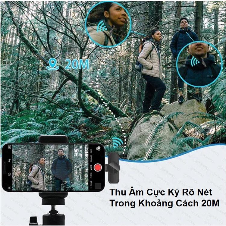 Micro Cài Áo Không Dây, Lọc Tiếng Ồn, Dùng Cho Điện Thoại, Live stream /Quay Vlog/Gọi thoại Nhỏ Gọn Tiện Lợi - lighing(1Mic)