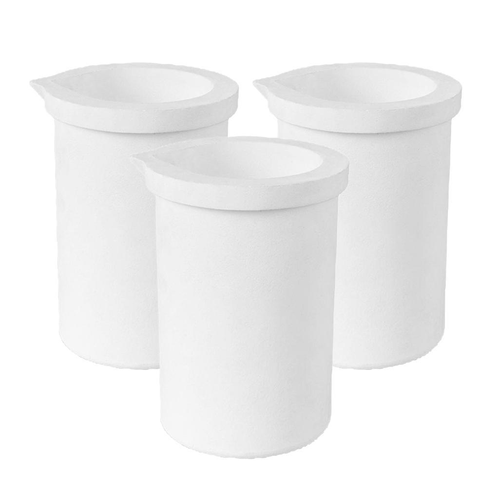 3pcs 2kg Quartz Silica Melting Crucible Pot Cup Metal Gold Silver Casting