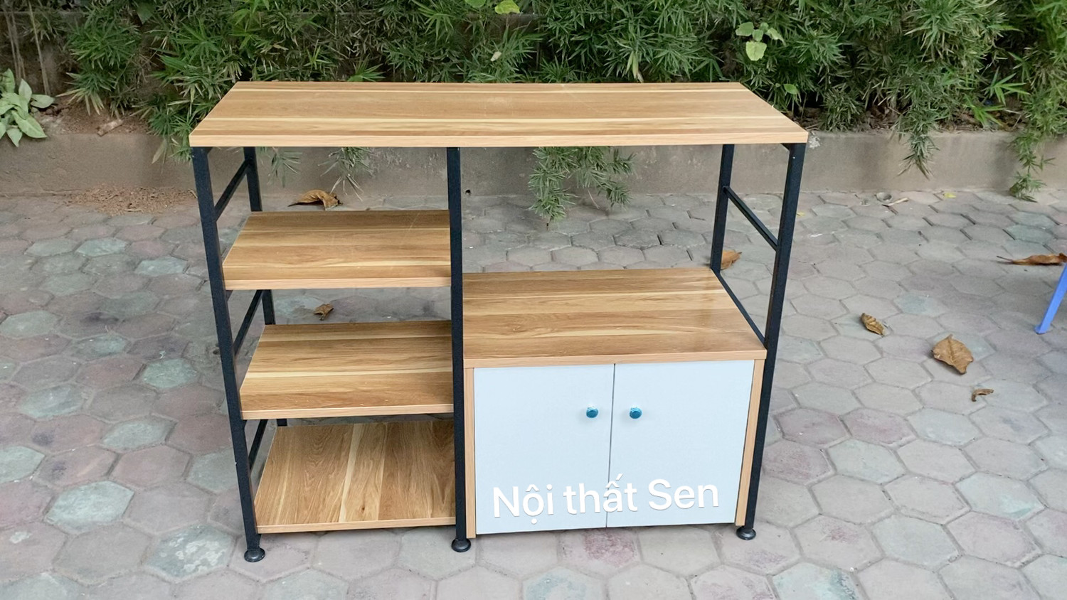 Kệ lò vi sóng đa năng có tủ gỗ 4 tầng - tối ưu diện tích- màu ngẫu nhiên