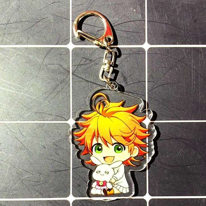 Móc khóa CHỮ NHẬT Miền Đất Hứa The Promised Neverland  skin mica trong acrylic chibi anime cute