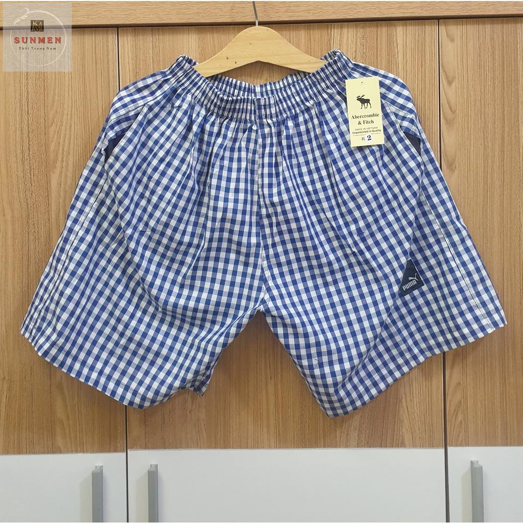 Quần đùi thun nam mặc nhà kẻ sọc caro chất kate mềm mịn thoáng mát,dáng thể thao,thiết kế trẻ trung năng động