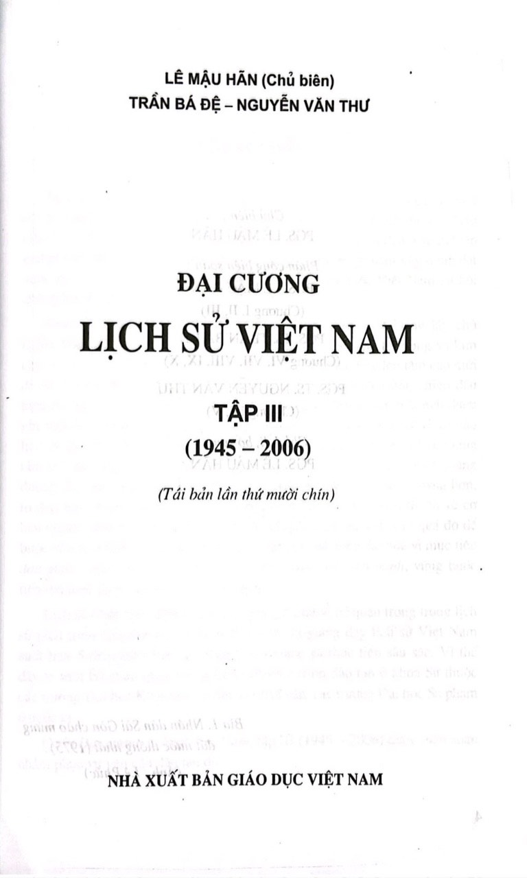 Đại Cương Lịch sử Việt Nam Tập 3 ( Tái bản lần 19 năm 2022)