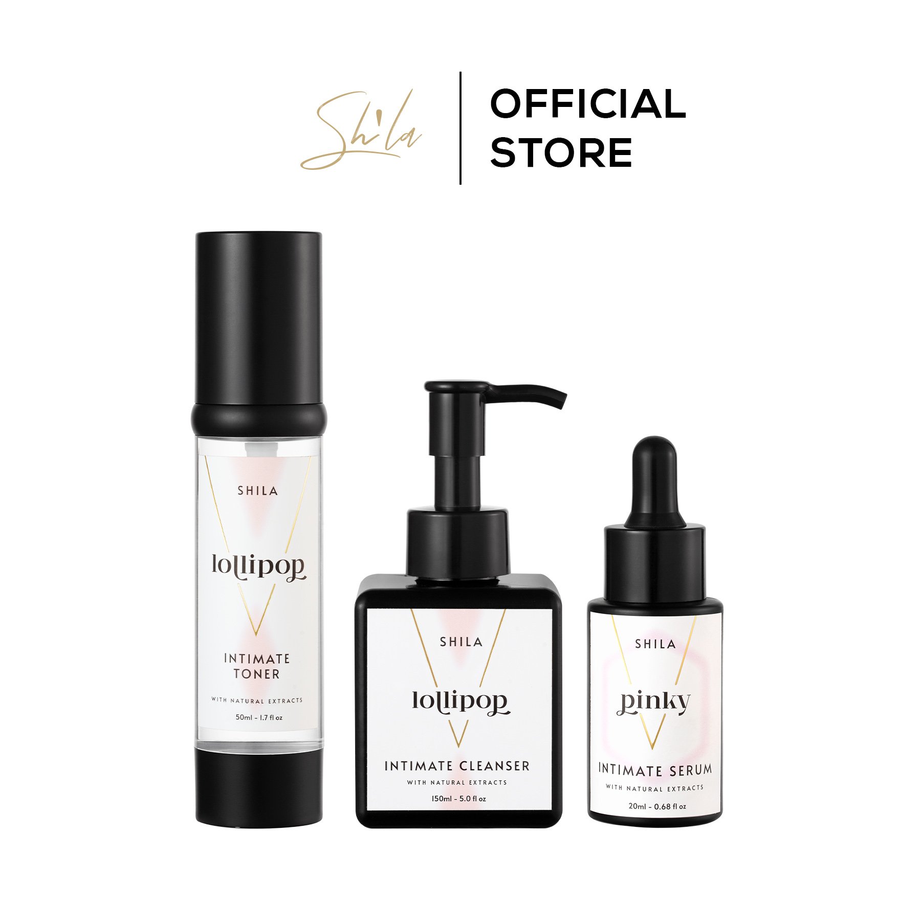 Bộ 3 chăm sóc vùng kín Shila (Shila Intimate Toner Lollipop, Shila Intimate Cleanser Lollipop, Shila Serum Pinky)