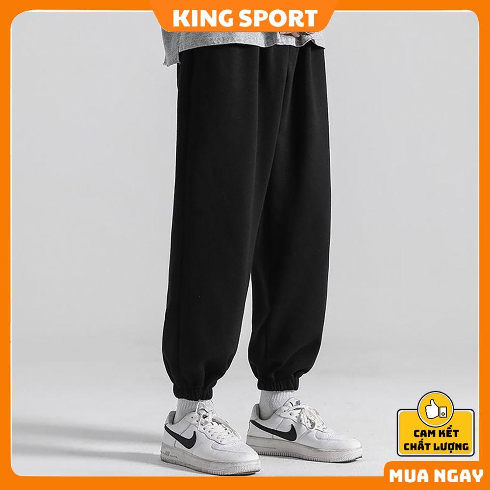 Quần nỉ nam nữ jogger ống rộng unisex bo gấu dáng thể thao suông basic chất nỉ da cá cao cấp KING SPORT