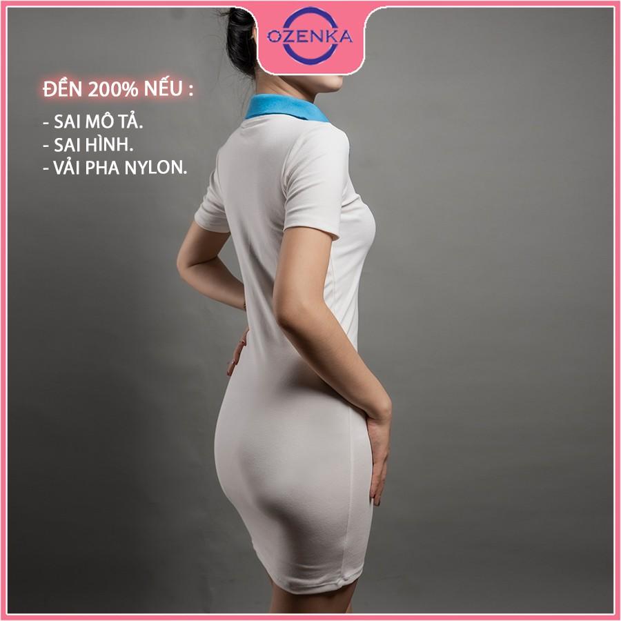 Váy polo ôm body trơn khoá kéo tay ngắn , đầm dự tiệc màu đen trắng chất thun gân cotton 100% rẻ đẹp mát