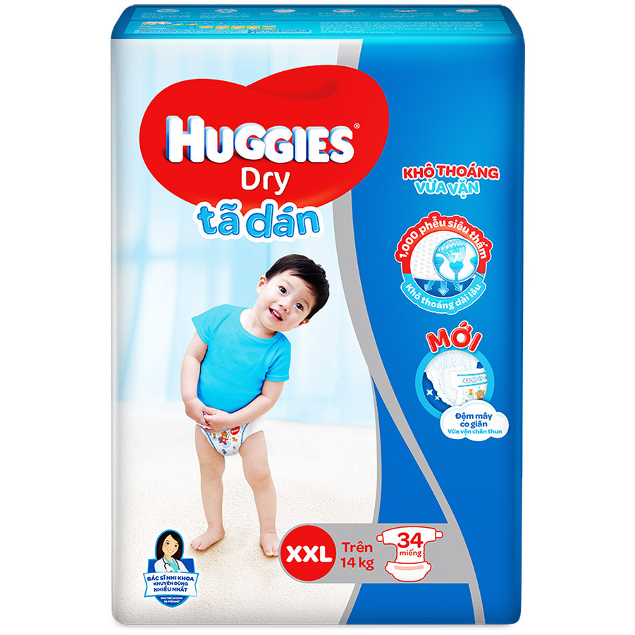 Tã Dán Huggies Dry Gói Đại XXL34 (34 Miếng)