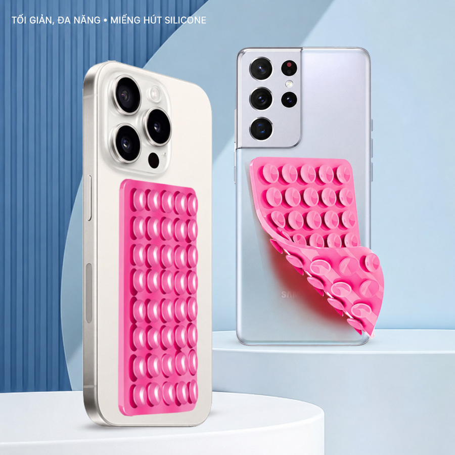 Miếng Dán Silicon Hít Điện Thoại 40 Giác Hút, Đế Hít Chân Không Đa Năng Gắn Tường, Gương, Kính Hỗ Trợ Quay Phim Chụp Ảnh