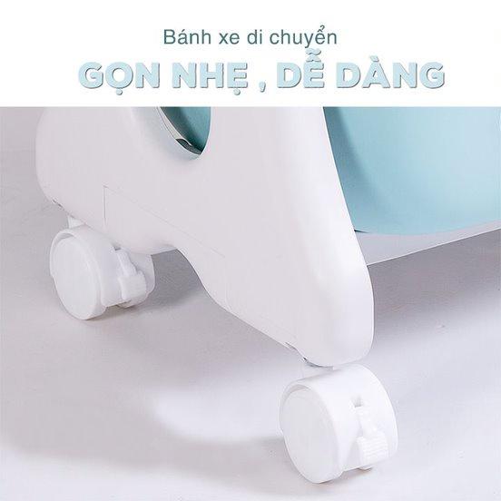 Kệ gấu Hokori Việt Nhật đựng đồ đa năng - Kệ Nhựa hình gấu 2,3 tầng có bánh xe di chuyển tiện lợi Br01515