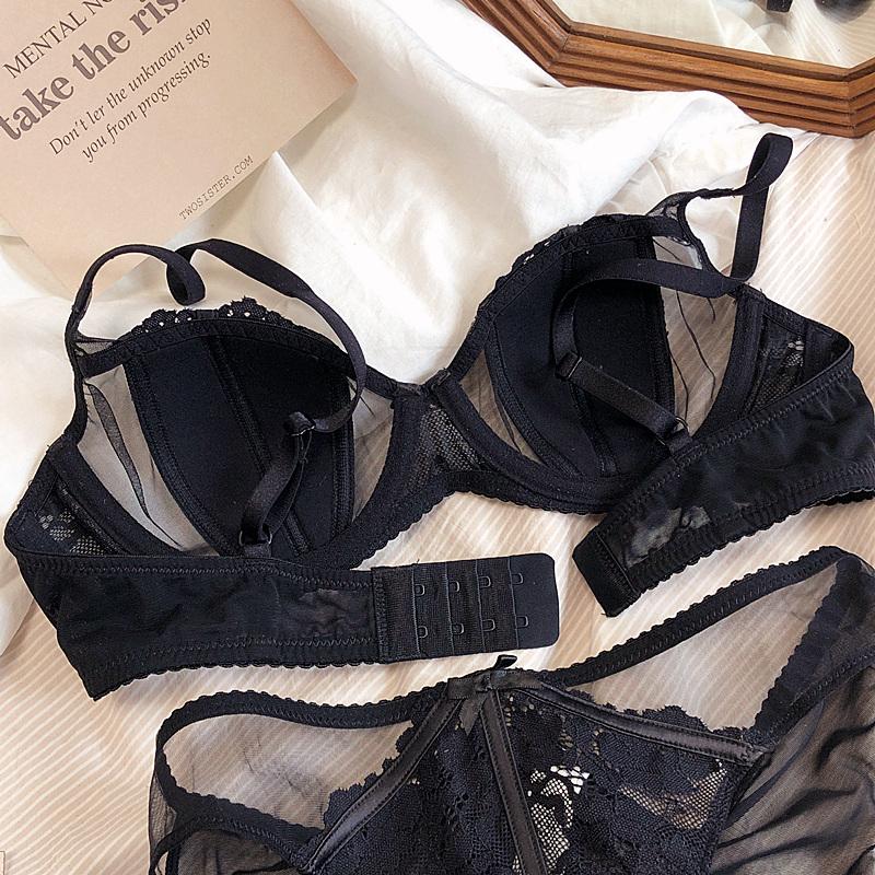 Size Lớn BCD Cốc Mờ Cotton Sexy Mỏng Cúp Nửa Quần Lót Áo Ngực Và Quần Bộ Push Up Điều Chỉnh Phụ Nữ Mùa Hè quần Lót