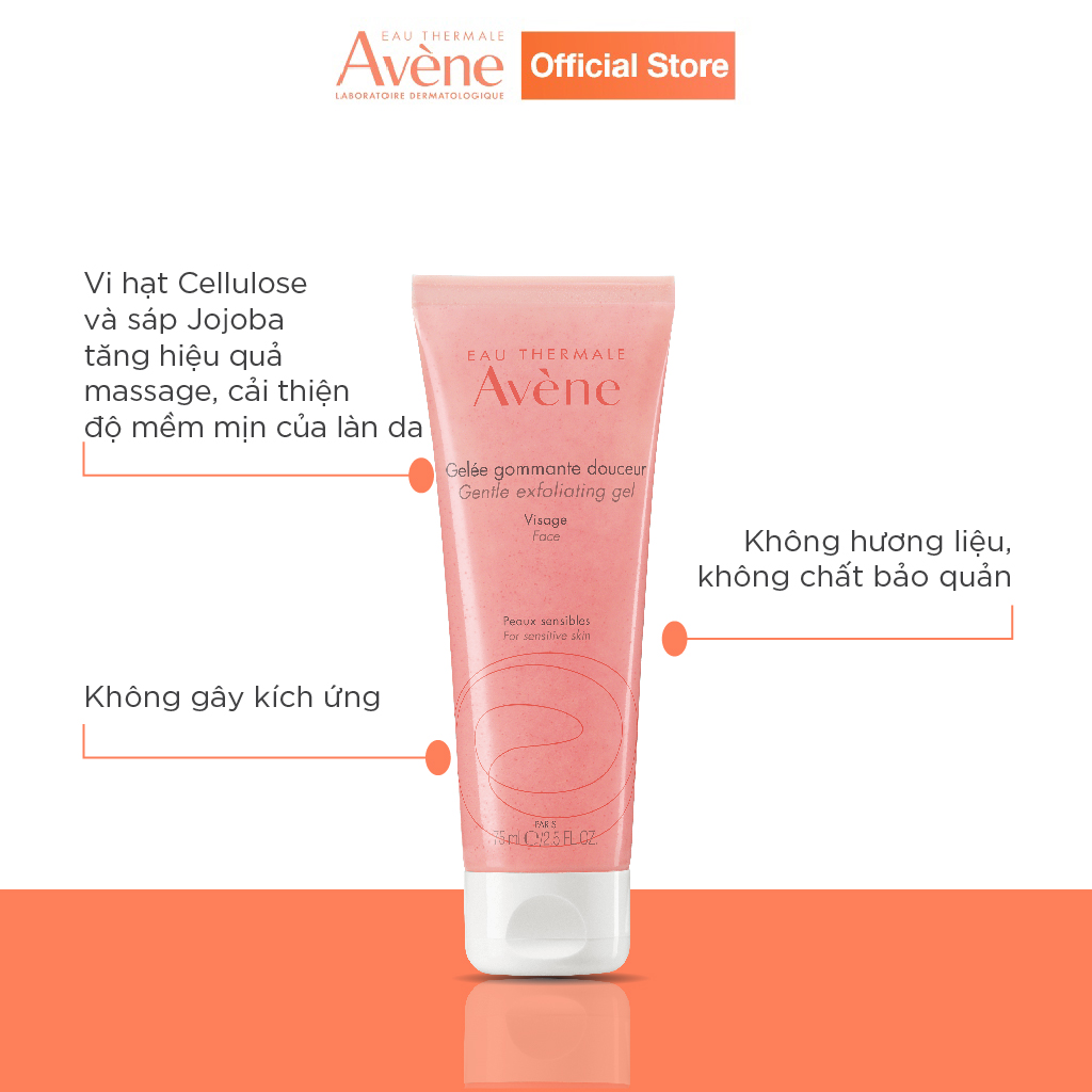 Gel tẩy tế bào chết dịu nhẹ cho da nhạy cảm AVÈNE GENTLE EXFOLIATING GEL 75ml