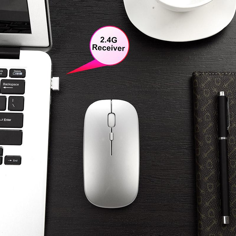 Chuột Không Dây 2.4G Cực Silent Mouse Chuột Sạc Di Động USB Mice1600DPI Silent Chuột Wirless Dành Cho Máy Tính Laptop