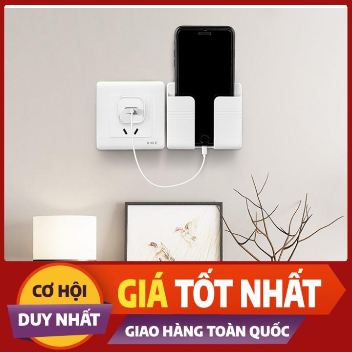 Kệ Dán Tường Để Điều Khiển,Đồ Dùng,Giá Đỡ Sạc Điện Thoại  Có Móc Treo Giữ Dây Điện Tiện Dụng