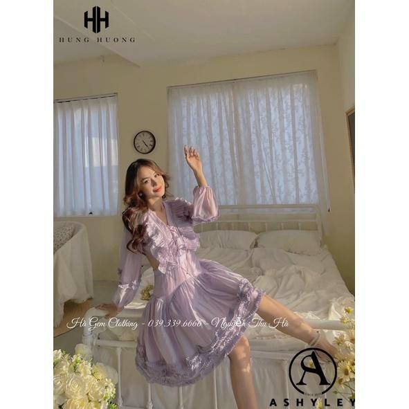 Đầm tay phồng hở lưng tơ hàn siêu cao cấp