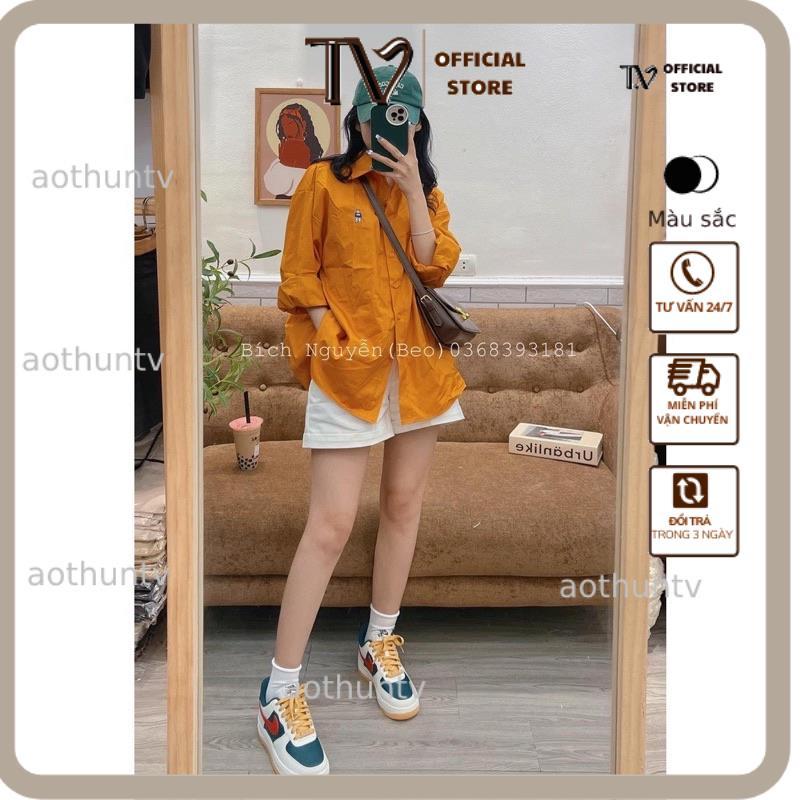 Sơ Mi Nữ Tay Dài ATV Áo sơ mi thêu gấu TTA877 Chất Đũi Lụa Mát Màu Cam Hottrend