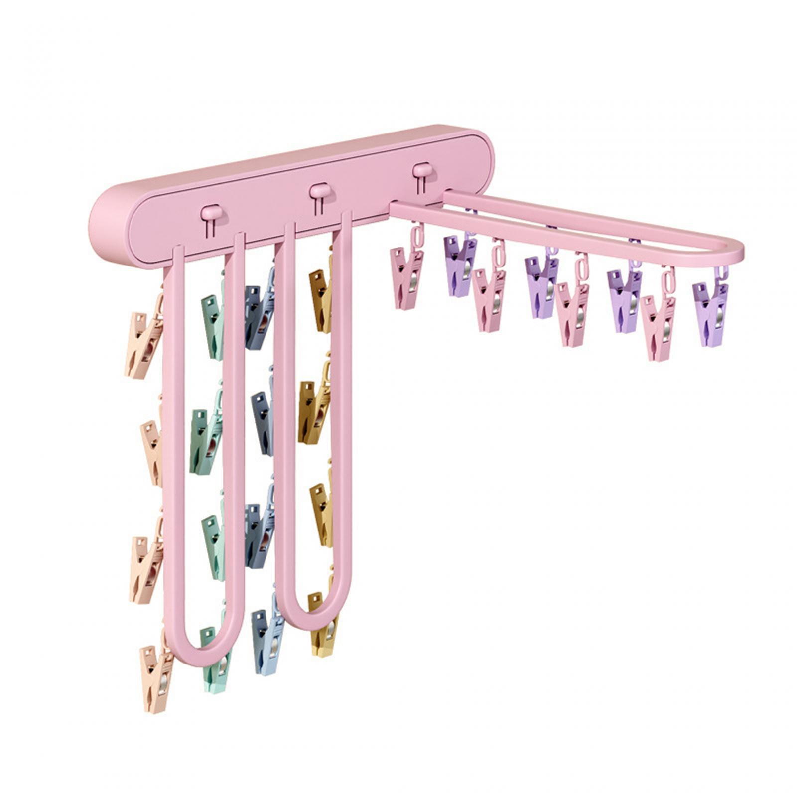 Socks Hanger Clothing Hanger Support Hanger Laundry Clip Stable Organization with 24 Clips Underwear Hanging for Outdoor Skirt Indoor Pants