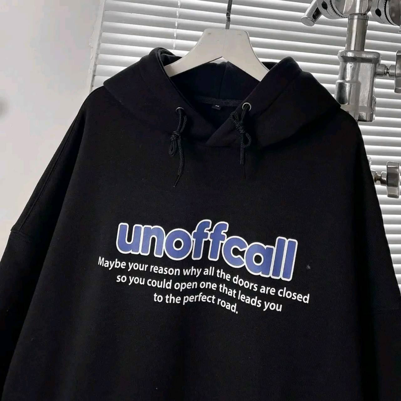 Áo Khoác Nỉ Lót Bông  thêu chữ UNOFFCALL form rộng ullzang Unisex