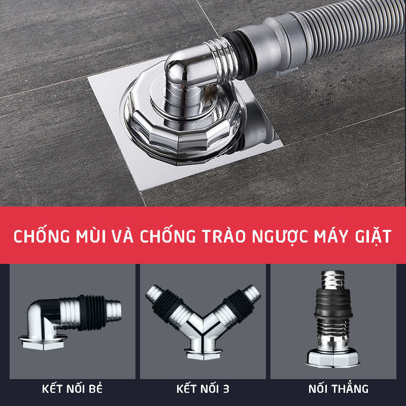 Đầu nối thoát nước máy giặt, thoát nước thải kiêm chống mùi hôi, ngăn côn trùng trào ngược lắp thoát sàn, ống PVC, bộ 2 chạc MIHOCO 3112