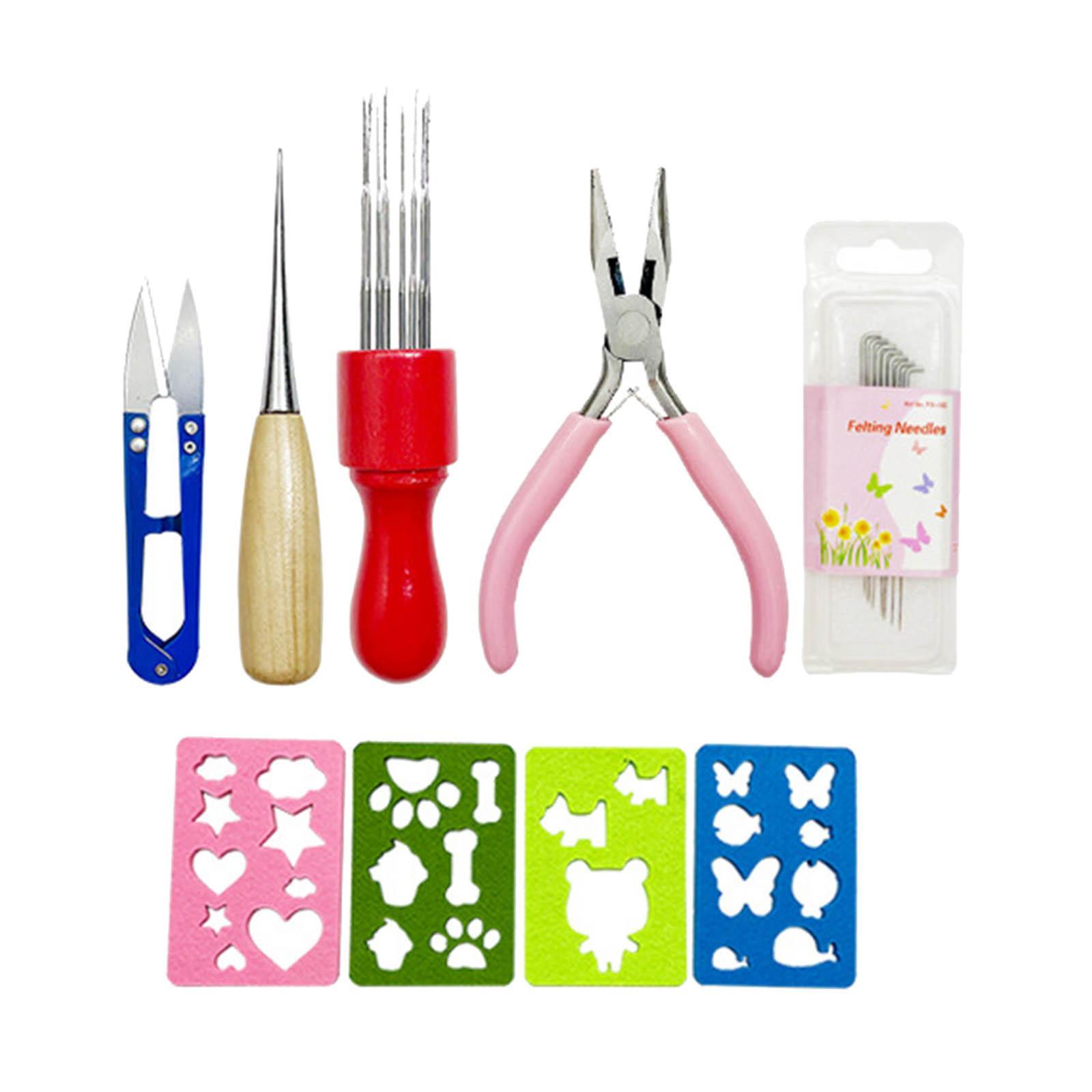 Needle Felting Starter Kit with Felt Bag Wool Felt Mold for Handicraft Lover