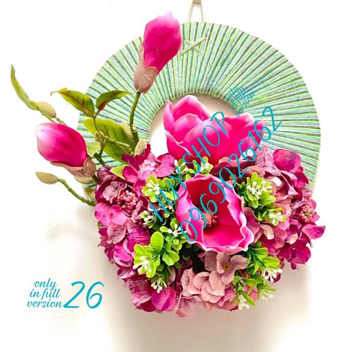 VÒNG HOA NHÂN TẠO TRANG TRÍ TREO TƯỜNG 28CM 26-32