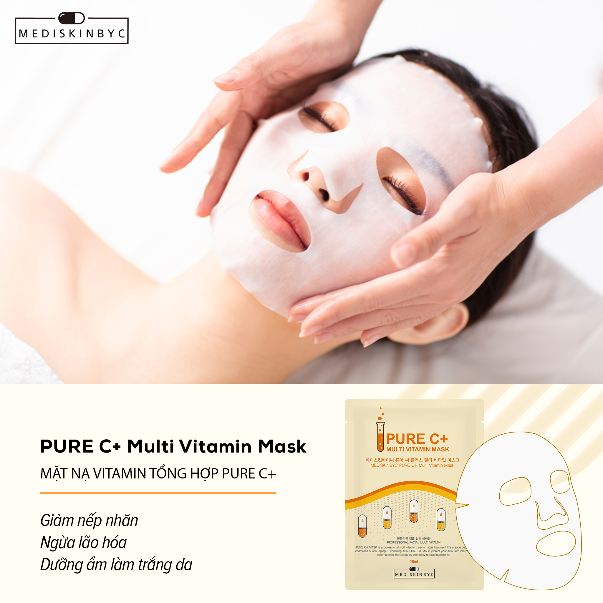 Mặt Nạ Giấy Dưỡng Da PURE C+ Vitamin Mask Mediskinbyc 25ml