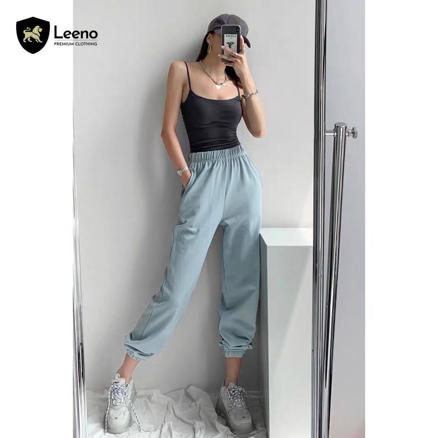 Quần Jogger nữ cạp chun bo gấu thể thao xuất dư