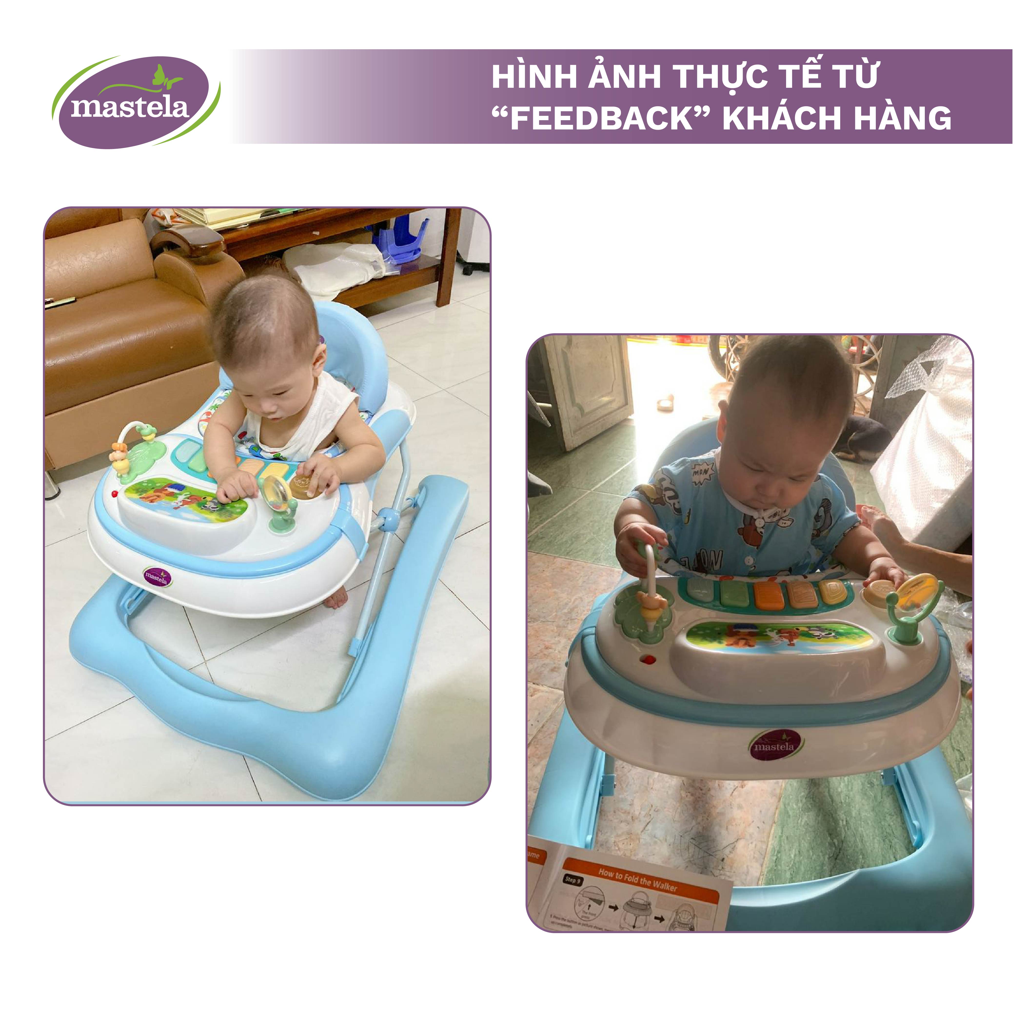 Xe tập đi cho bé Mastela W1123 - Xe tập đi đa năng kèm đồ chơi và nhạc với thiết kế chữ U nâng hạ độ cao và bánh xe cao su hãm đà Tiêu chuẩn JIS Nhật Bản