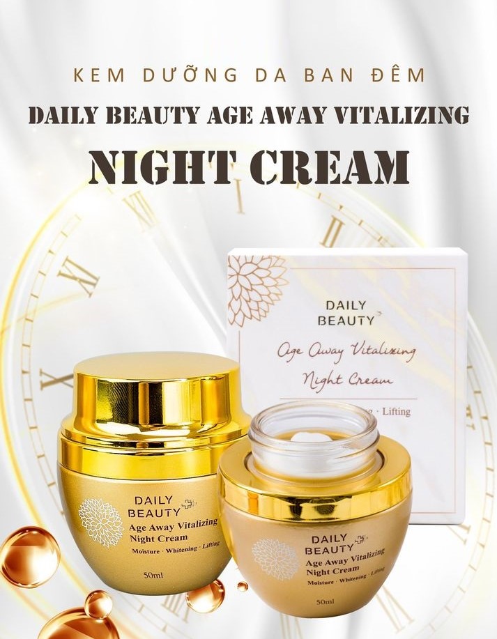 Combo 3 hộp Kem dưỡng da ban đêm Daily Beauty Age Away Vitalizing Night Cream Đánh Thức Thanh Xuân sản phẩm nhập khẩu chính ngạch Hàn Quốc