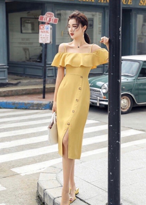 ĐẦM ÔM VÀNG RỚT VAI ( dưới 52kg ) damsuosng170